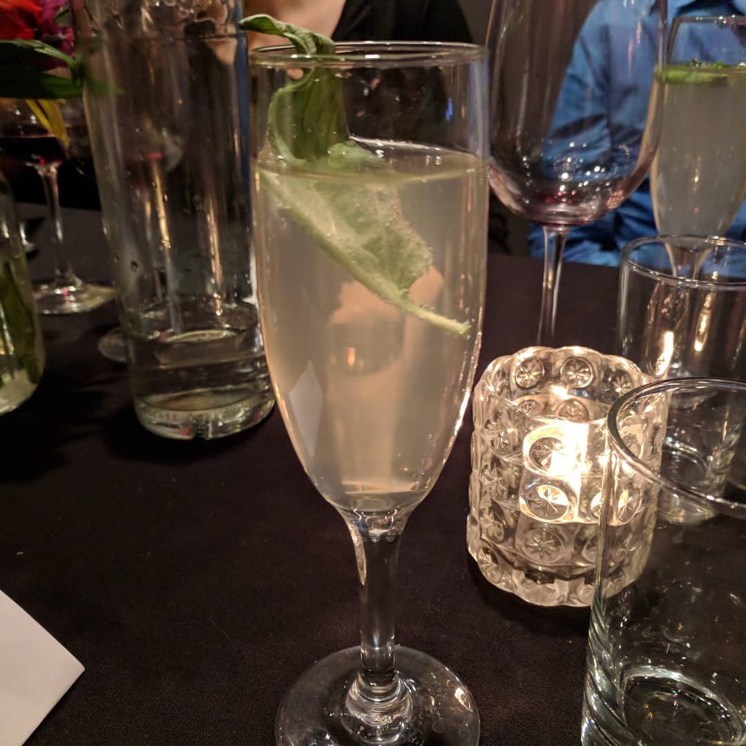 Champagne and basil cocktail #craftedstl #pairingdinner #foodporn