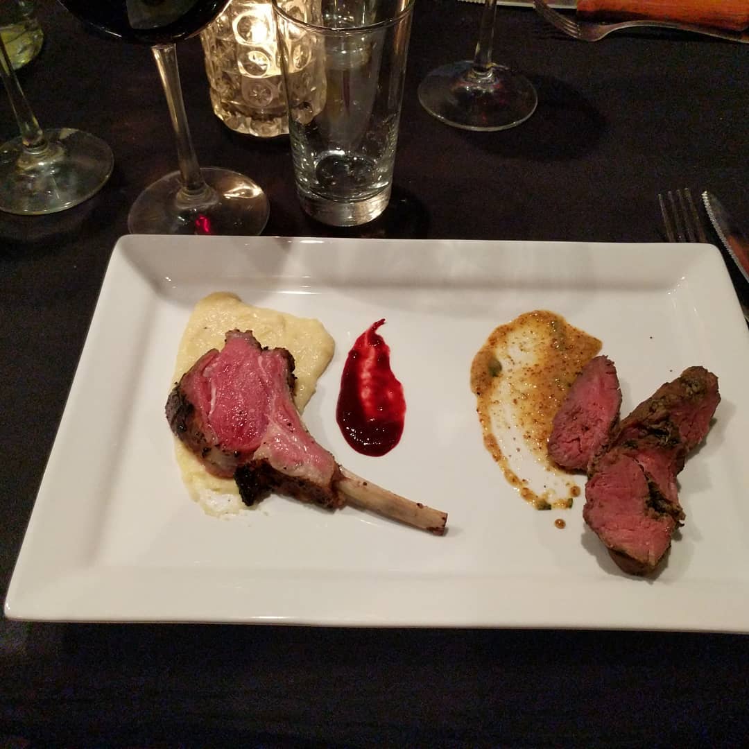 Lamb chop with blackberry compote, and lamb remoulade with grain mustard and horseradish #craftedstl #pairingdinner #foodporn