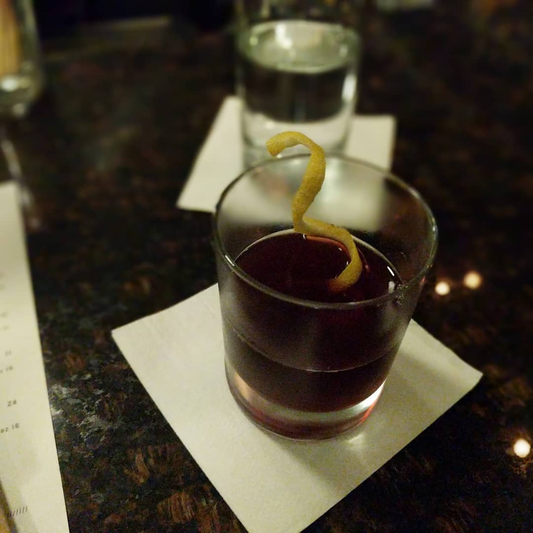 And for my #foodporn appetizer tonight, a Pendergast using barrel aged Old Grandad…