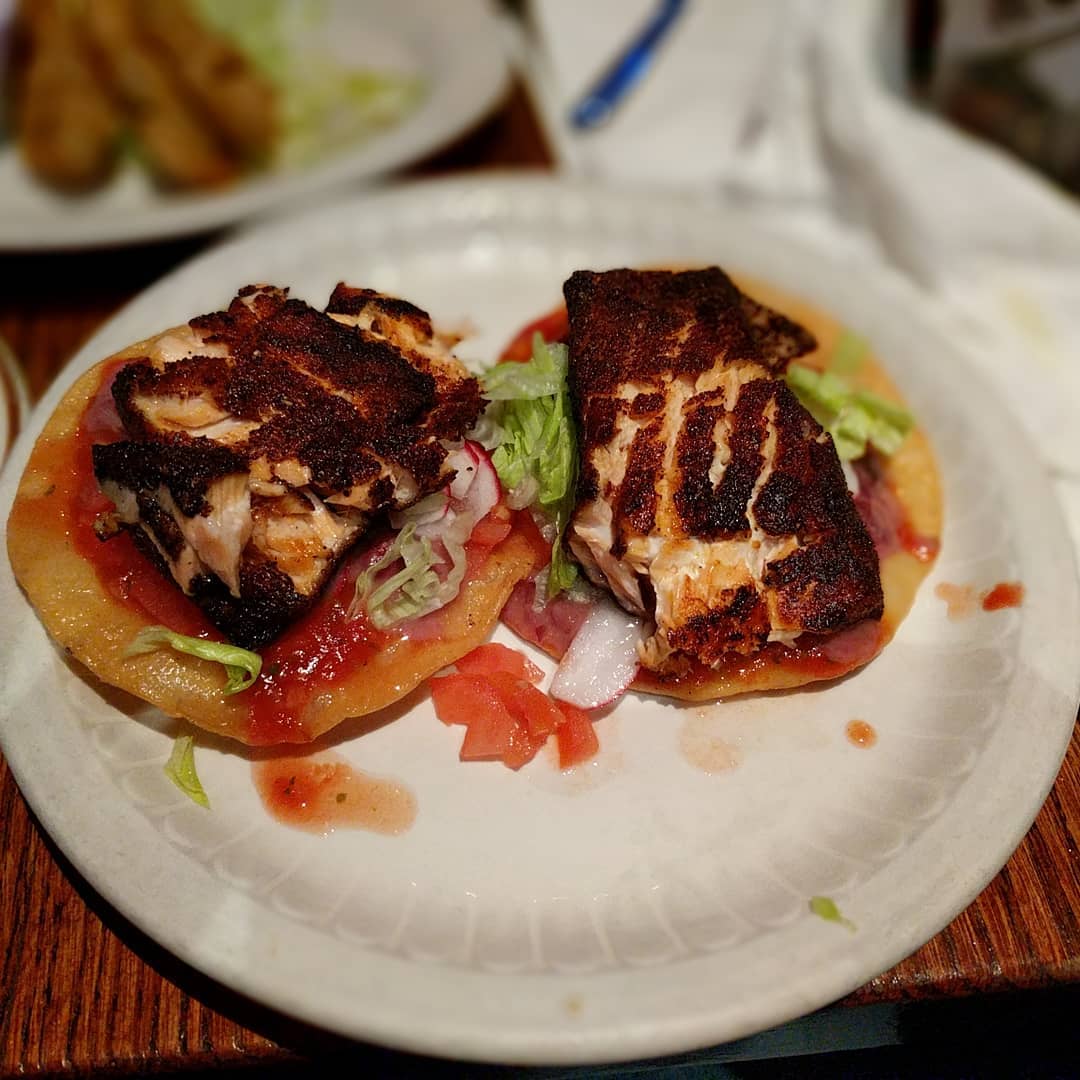 Blackened salmon tostada’s… Mmmmmm…