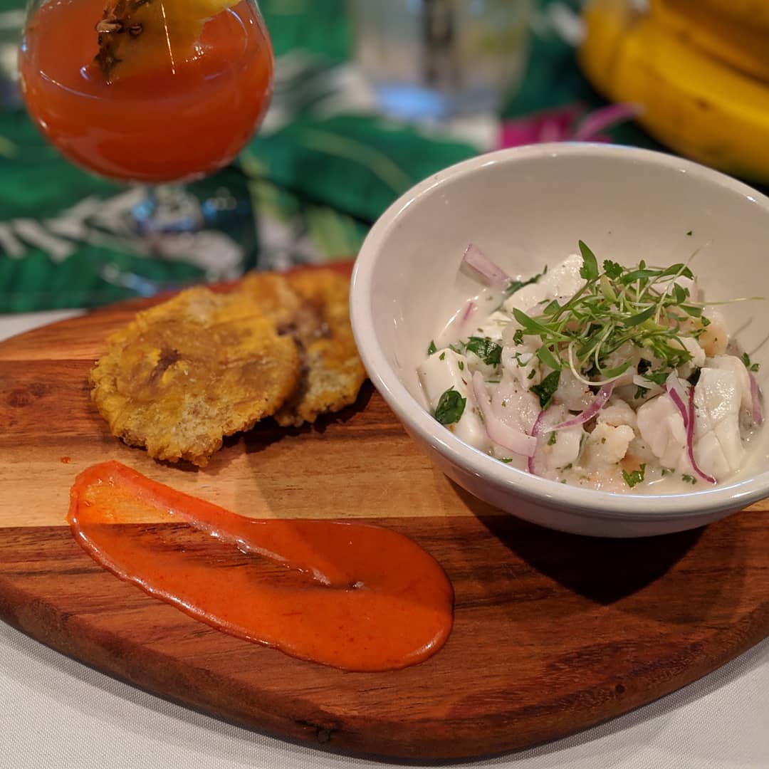 Ceviche with plantain and hot sauce #foodporn #craftedstl