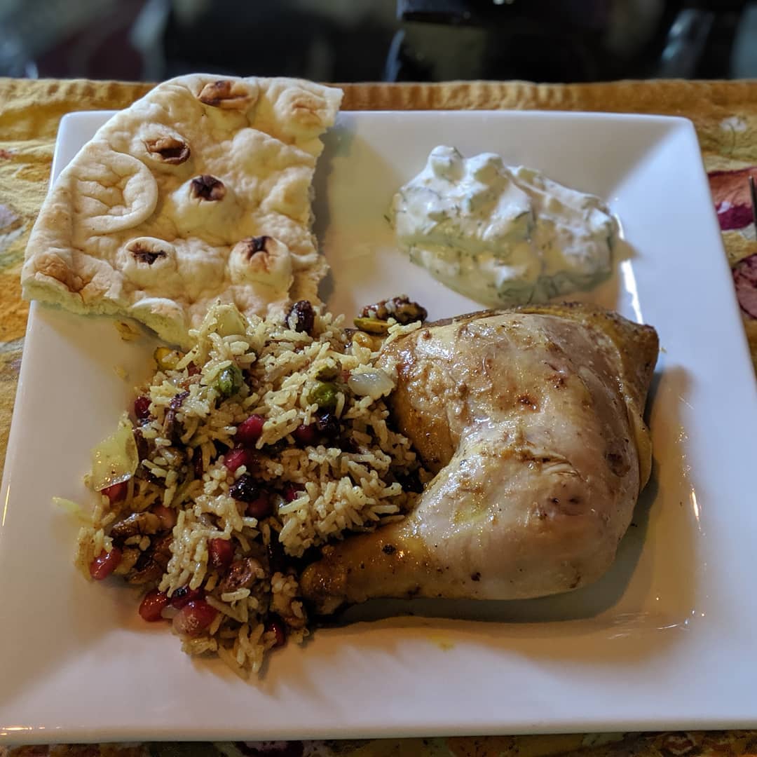 #foodporn at home? Why, yes. Persian glazed chicken and jeweled rice.