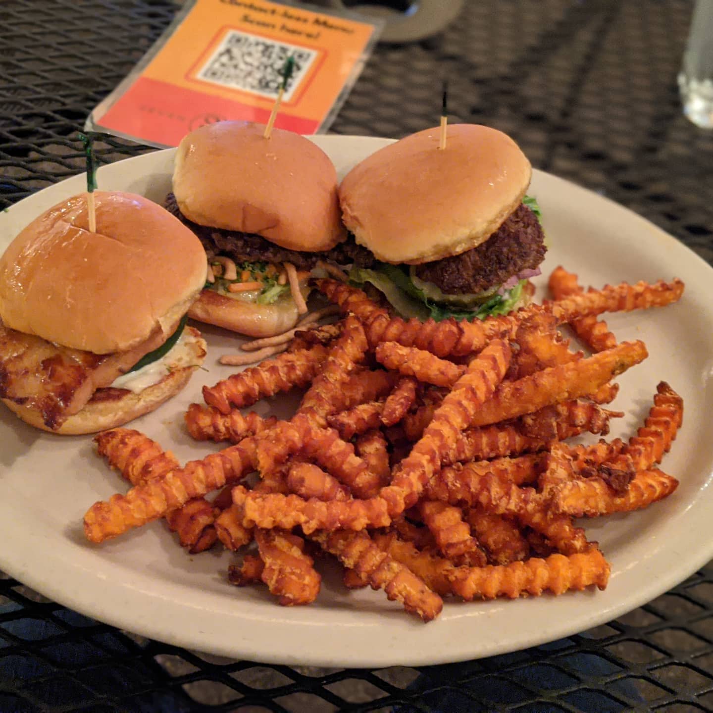 Tonight's #foodporn courtesy of Seven Saints in #champaignillinois on my #roadtrip.This is the classic slider, Asian slider and salmon slider. Delicious.
