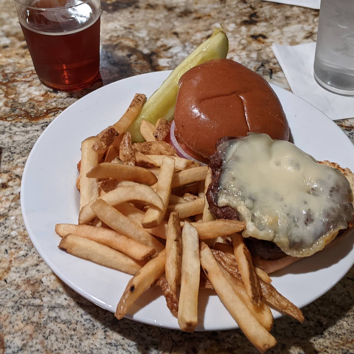 There are days I have some great #foodporn... But there are days like today after a 15 mile hike in the rain that a simple burger and fries at the hotel bar is what tickles my fancy. And it was delicious!