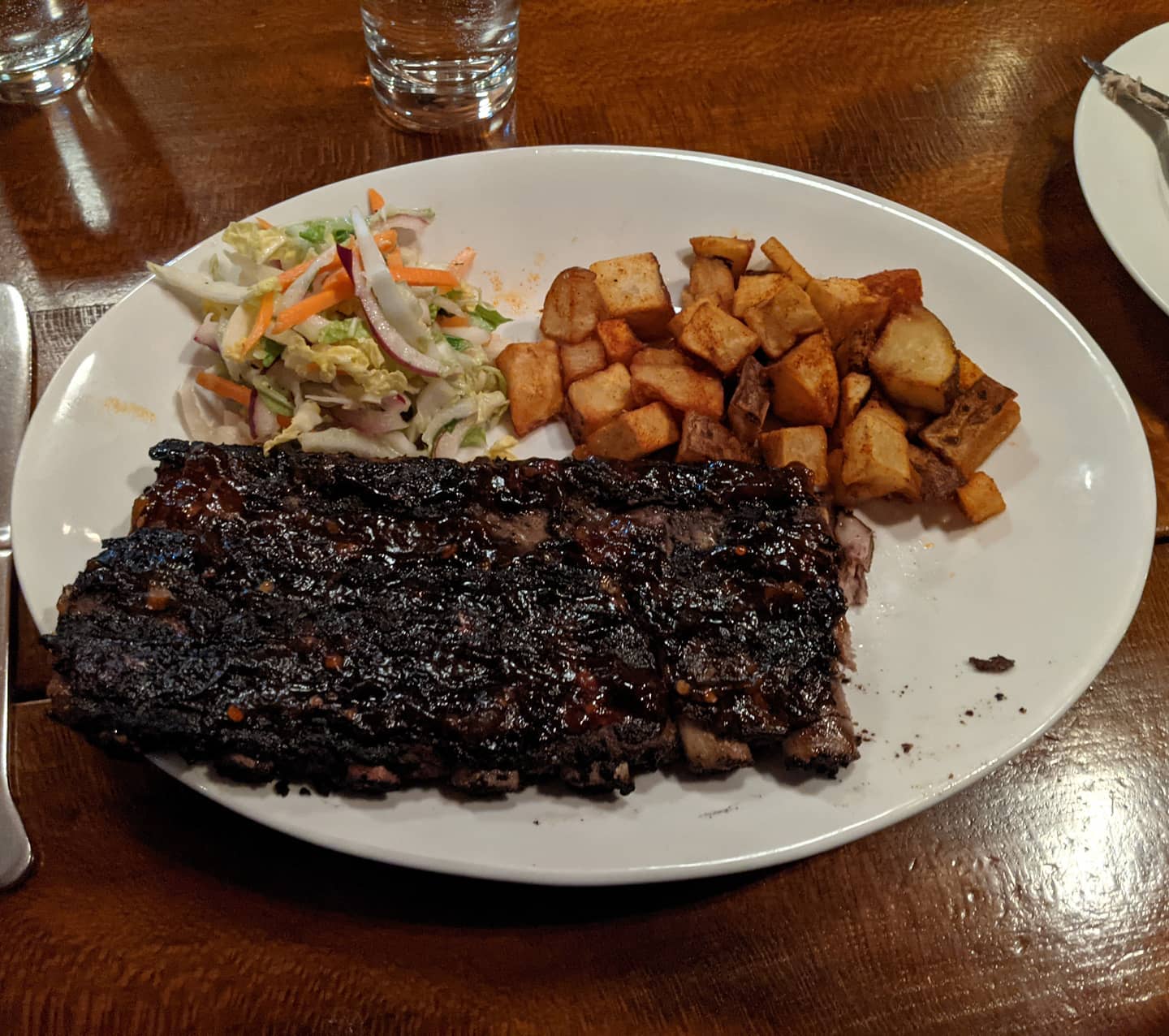 Not a lot of opportunities for #foodporn in a busy week, but here's some ribs cut St. Louis style and cooked in an Asian barbecue sauce. Really tender, and really good. #cleveland #fatcatstremont