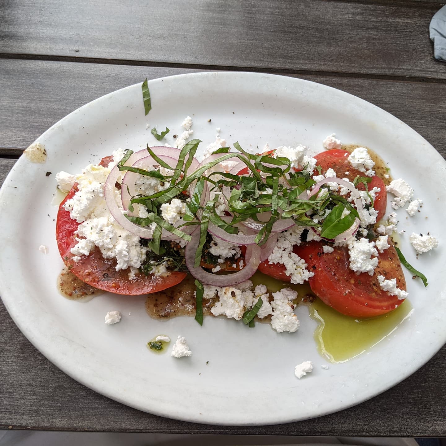 And some food. A tomato feta salad with balsamic at Frazer's