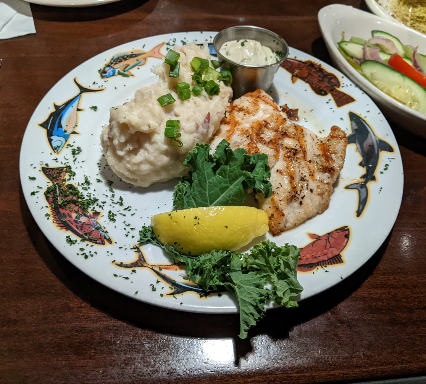 I know there is a seafood theme this week but #foodporn almost has to be in Florida. Tonight... Grouper, garlic mashed potatoes and fresh mixed vegetables. Absolutely amazing and delicious.