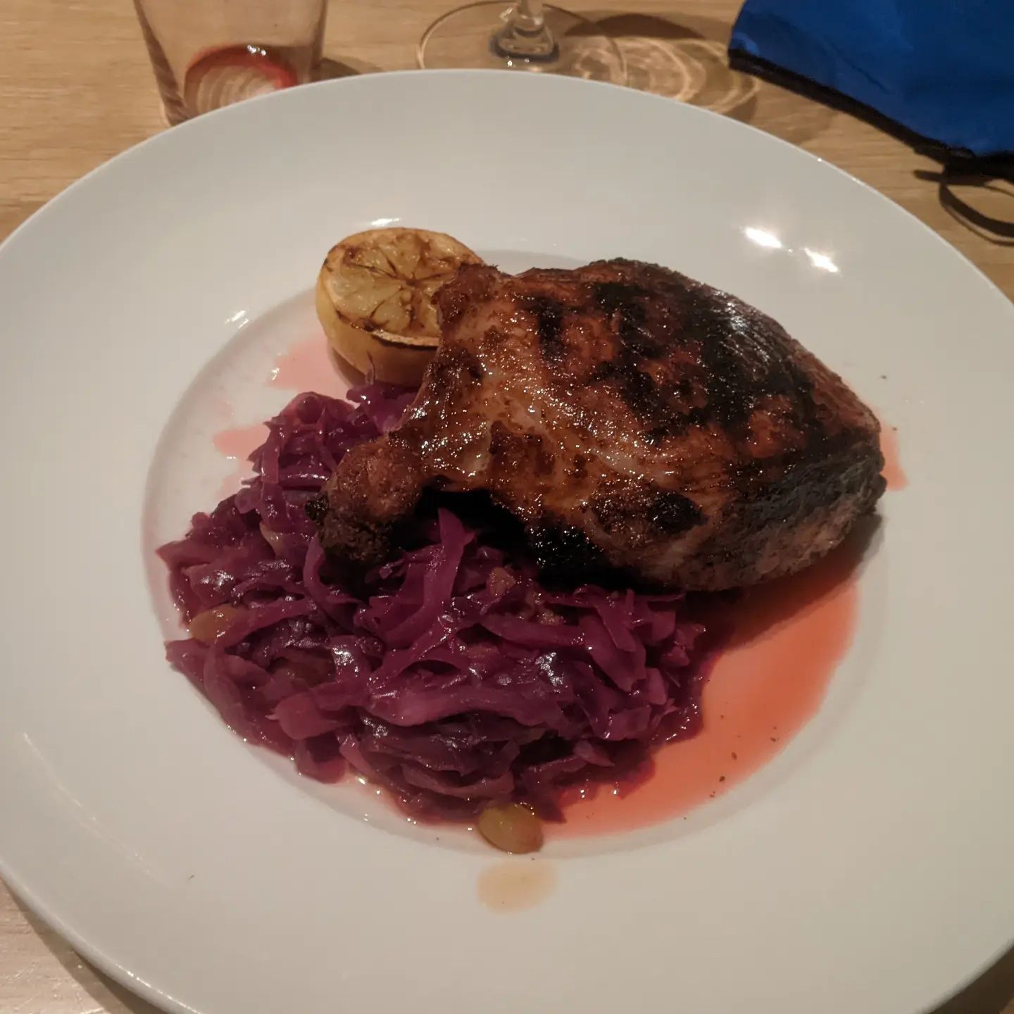 Yeah I know... #foodporn from the same place two nights in a row. But it was awesome! Pork chop and red cabbage. Quite tasty.It also didn't hurt that it is snowing quite a lot and this place is right around the corner from my hotel