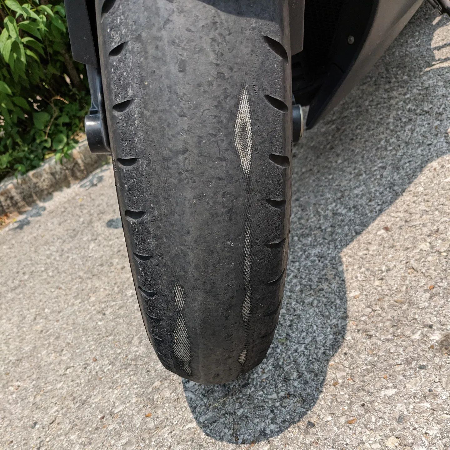Welp... First time taking my bike out for a little ride since my weeklong mountain vacation... Think it's time for new tires. #motorrad #motorcycle